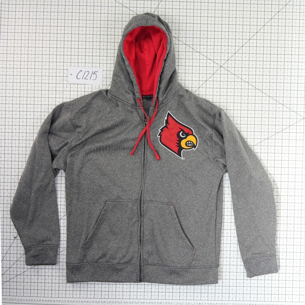 Champion Louisville Cardinals Men's Size Large Gray Full Zip Hoodie ‎ Sweatshirt - Picture 6 of 6